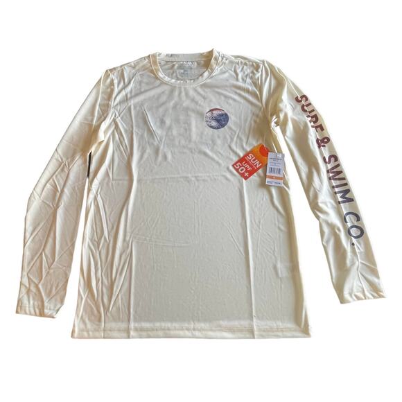 NEW Surf & SWIM TEE Long Sleeve SM Mens Womens Yellow Ocean Palm T Shirt UPF 50+ - Picture 10 of 10